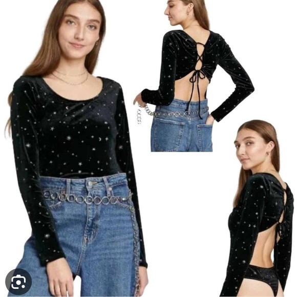 NWT Wild Fable black velvet bodysuit- small - Picture 1 of 7